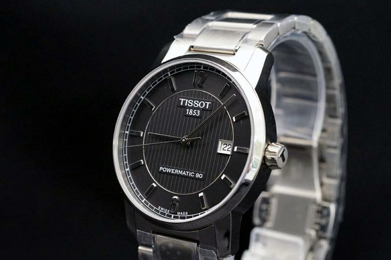 正規品TISSOT　ティソ「チタニウムパワーマテック80」Luxury　Automatic　自動巻きデイト　ブラック文字盤　チタンバンド　パワーリザーブ80時間　　T087.407.44.057.00