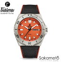 国内正規品【チュチマTUTIMA】【ドイツ製】ドイツ・グラスヒュッテ チタンケース 自動巻 50気圧防水【6151-07】オレンジ文字盤(2)
