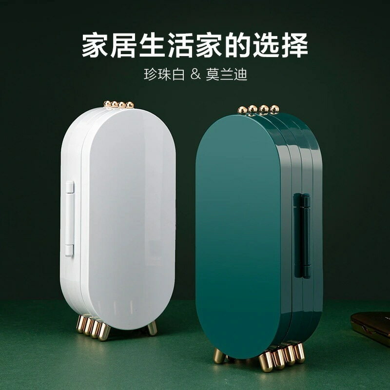 メガ割 折りたたみ可能アクセサリーケースミラー付きアクセサリーネックレス指輪収納ケースアイデア折..