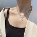 メガ割 2点セット:ネックレス&ブレスレット欧米 ファッションコイン多層ネックレスチタン鋼ネック 25福袋