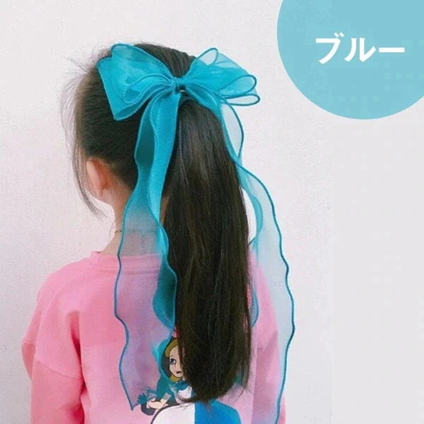 メガ割 子供用 シアーリボン ヘアアクセサリー ヘアゴム 紐アレンジ 簡単 編み込み 華やか お洒落 キレ..