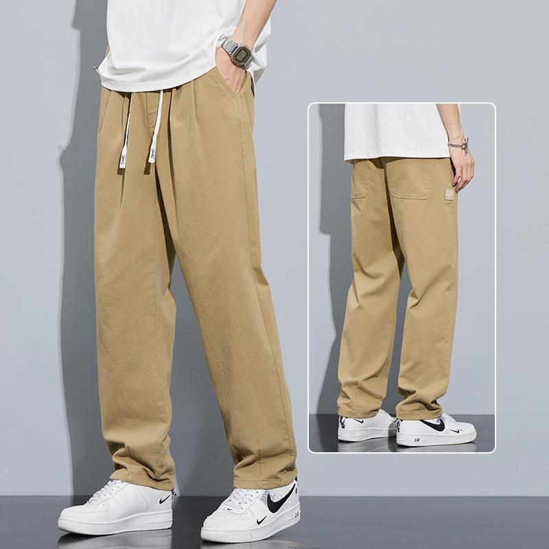【 %綿素材】【限時メガ割】ゆったり無地ワイドパンツ男性 新型トレンド青年高街ストレートロングパン..