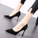 ヒールパンプス レディース 春ロー 春と秋の新作ラインストーンハイヒール細ヒール尖ったパンプス通勤 韓国ファッション サンダル さんだる