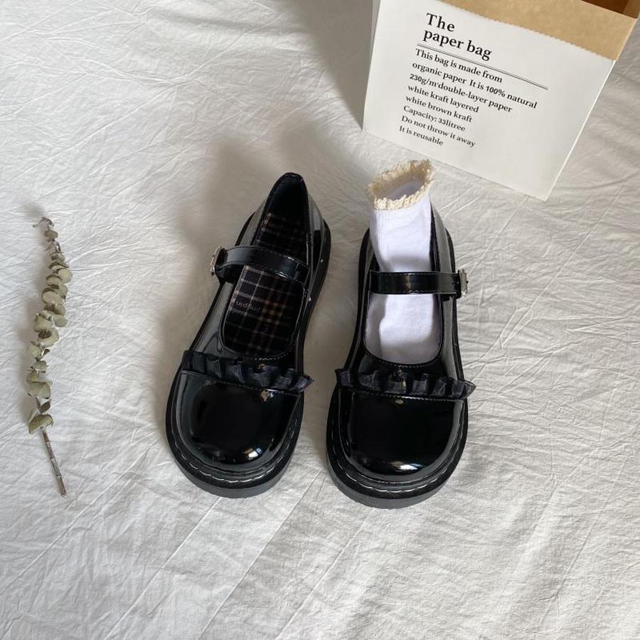 厚底スニーカー 丸型革靴 春の新作メアリージェン日系JK学生単靴 厚底ブーツ