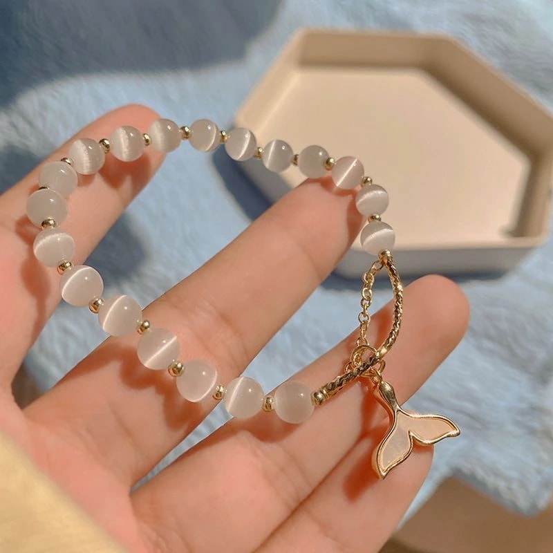 さかもとストアのバングル 手元を美しく 韓国ファッション 魚尾猫眼石ブレスレット 冷淡風 チェーン レディース バングル 気質アクセサリー 手飾り｜アングル2