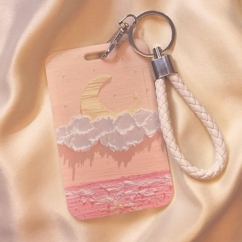 油絵 太陽 月 食事 カード ホルダー 学生 キャンパス カード バス メトロ 水 カード アクセス カード 仕事 ID 保護ケース カード ホルダー