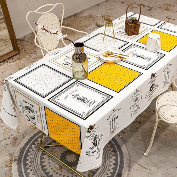 90*90cm テーブルクロス 北欧 おしゃれ テーブルセッティング 布 四角形 長方形 綿麻 プリント 高級感 ..