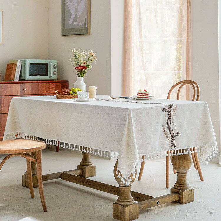 * cm テーブルクロス 北欧 おしゃれ テーブルセッティング 布 四角形 長方形 刺繍 フリンジ裾 高級感 テーブルクロス お手入れ簡単 汚れ防止 家庭用 業務用 食卓カバー 色