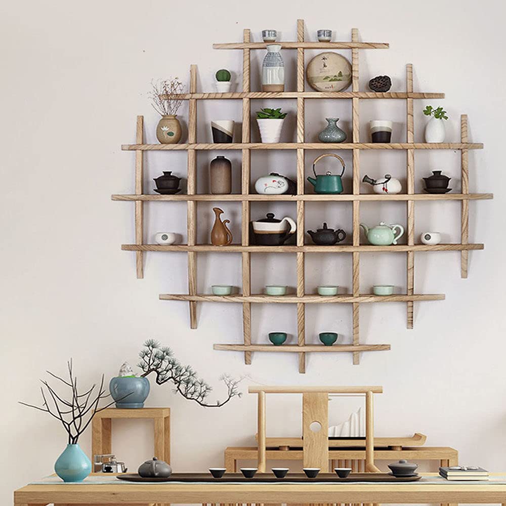 木製 アンティーク 調 飾り棚 ラック 壁掛け棚 珍品棚 飾り棚 香炉台 中国茶器 収納 台 棚 木製ラック..