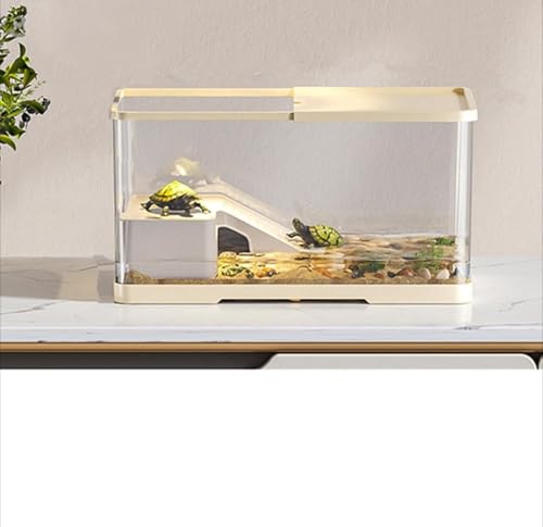 亀の飼育ケース 亀 水槽 大きい カメ用水槽 初心者セット 【蓋付き/収納機能/水交換超簡単/餌やりが便..