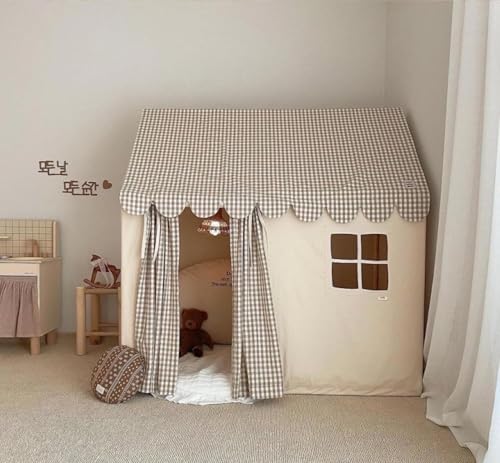 プレイテント、子供用テント、子供用キャンバスプレイハウス、幼児用室内ベッドテント、男の子と女の子..