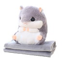 ぬいぐるみ ハムスター ブランケット付き 防寒 こども 抱き枕 ふわふわ おもちゃ 大きい 柔らかい アニマル 癒し プレゼント クリスマス あったか 冬 グレ...