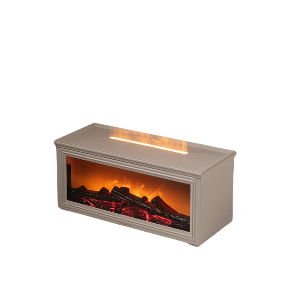 SIzlaho暖炉型 加湿器 ブラック たき火 アロマディフューザー 空焚き防止機能付き USB Type-C アロマオ..