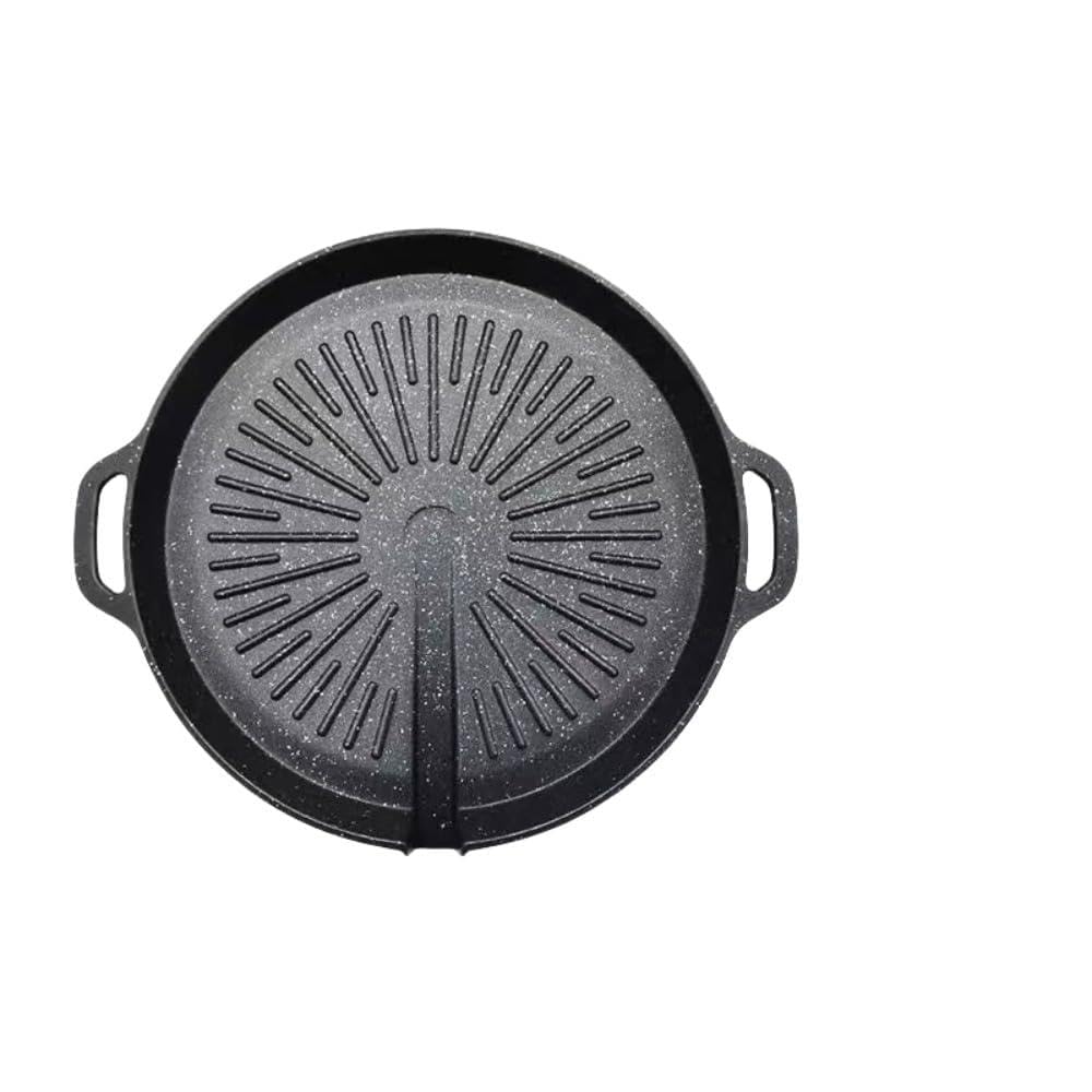 鉄板専用焼肉プレート 丸型/四角型、油自動排出構造 韓国食器、鉄板焼き 対応カセットコンロ、BBQバー..