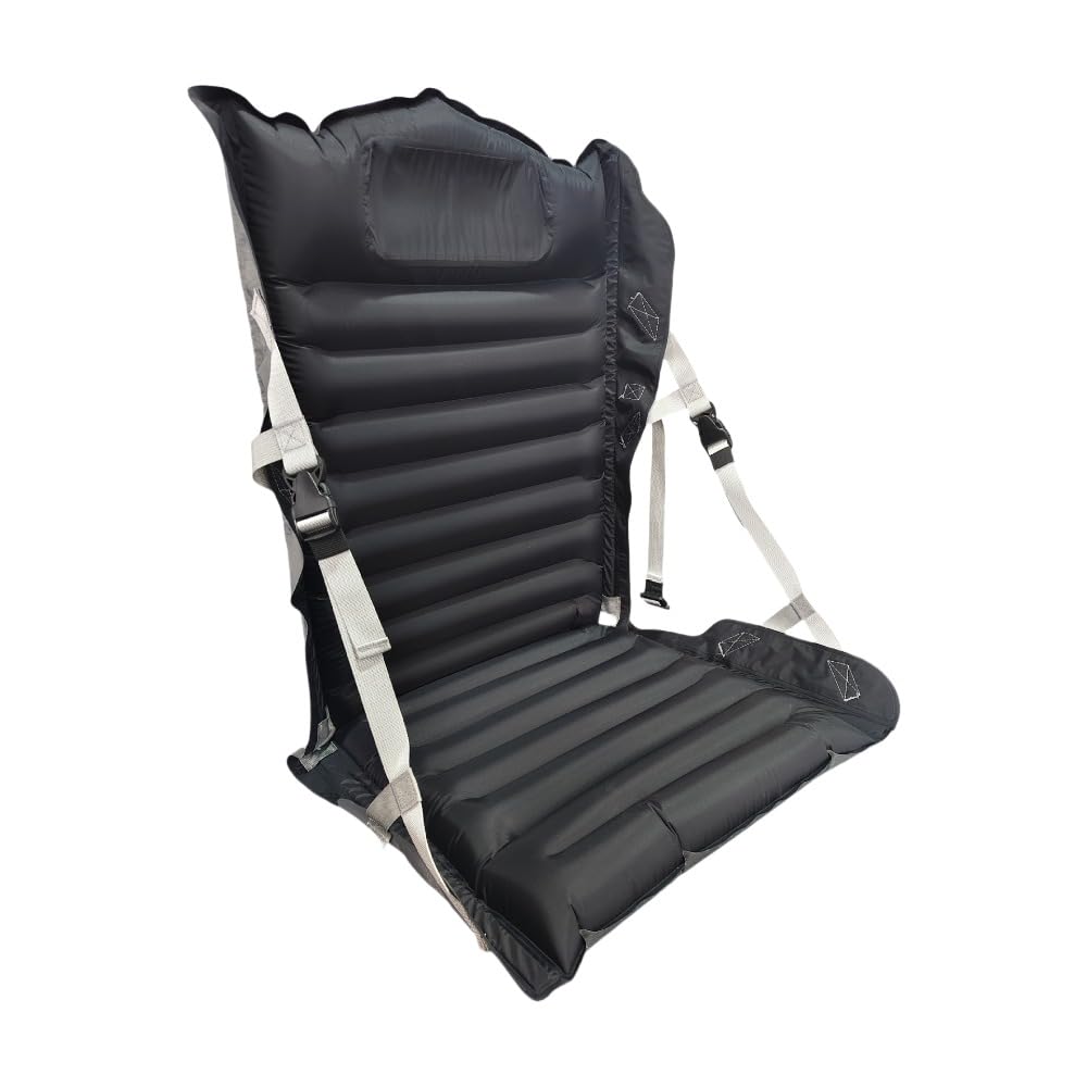 楽天さかもとストア座椅子 キャンプ 空気椅子 30秒膨張 チェア アウトドア 折りたたみ 軽量 持ち運びが簡単 漏れなし 耐摩耗性 背もたれ付 登山/海水浴/日光浴に最適 （濃い緑色）