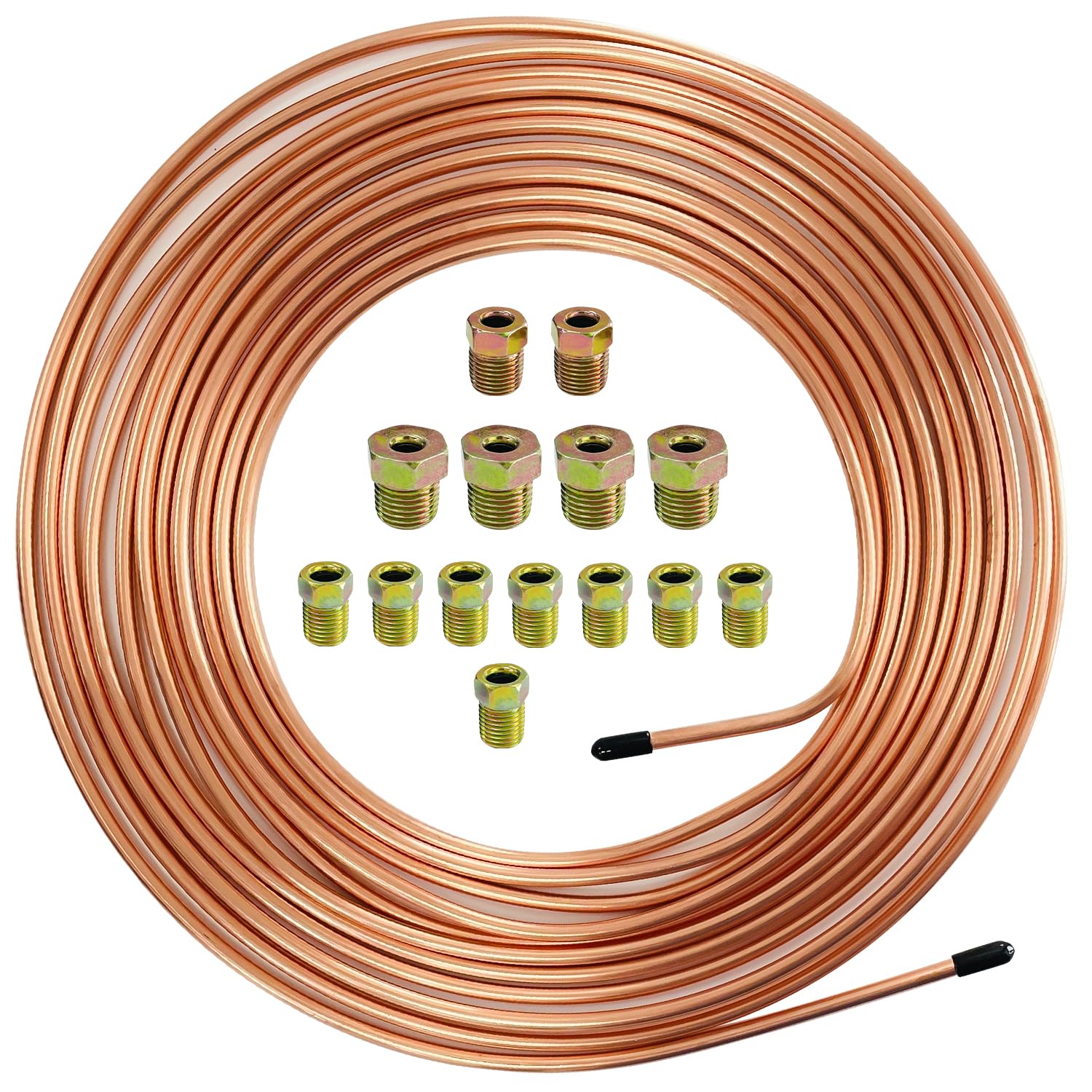 カーブレーキワイヤー 3/16 全長7.62m ブレーキライン 16個継手付き 銅製 亜鉛メッキ 車 自動車 ブレー..