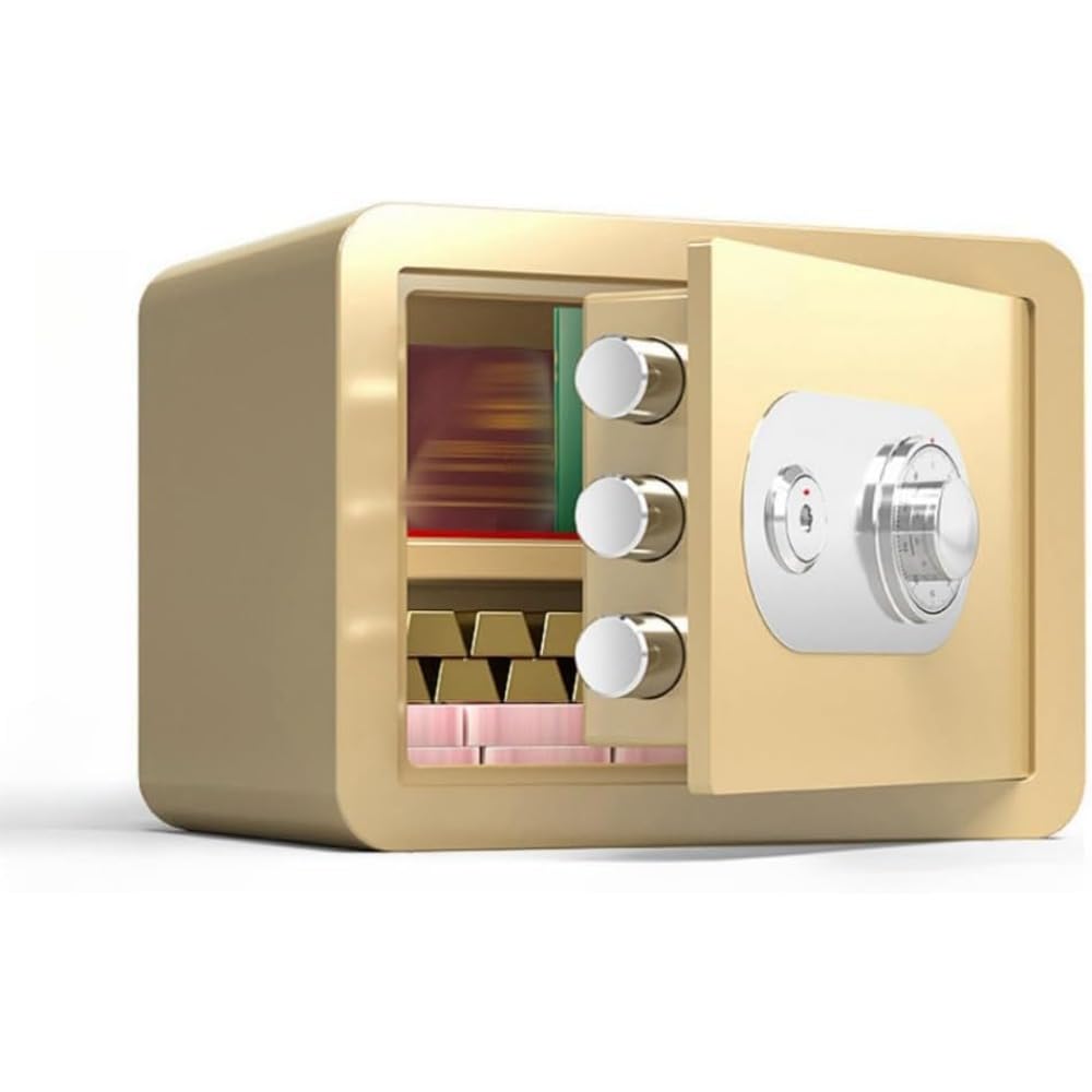 金庫 小型金庫 耐火耐水 ダイヤル式 キー付き二重保険 防犯金庫 全鋼機械式安全キャビネット 印章、印..