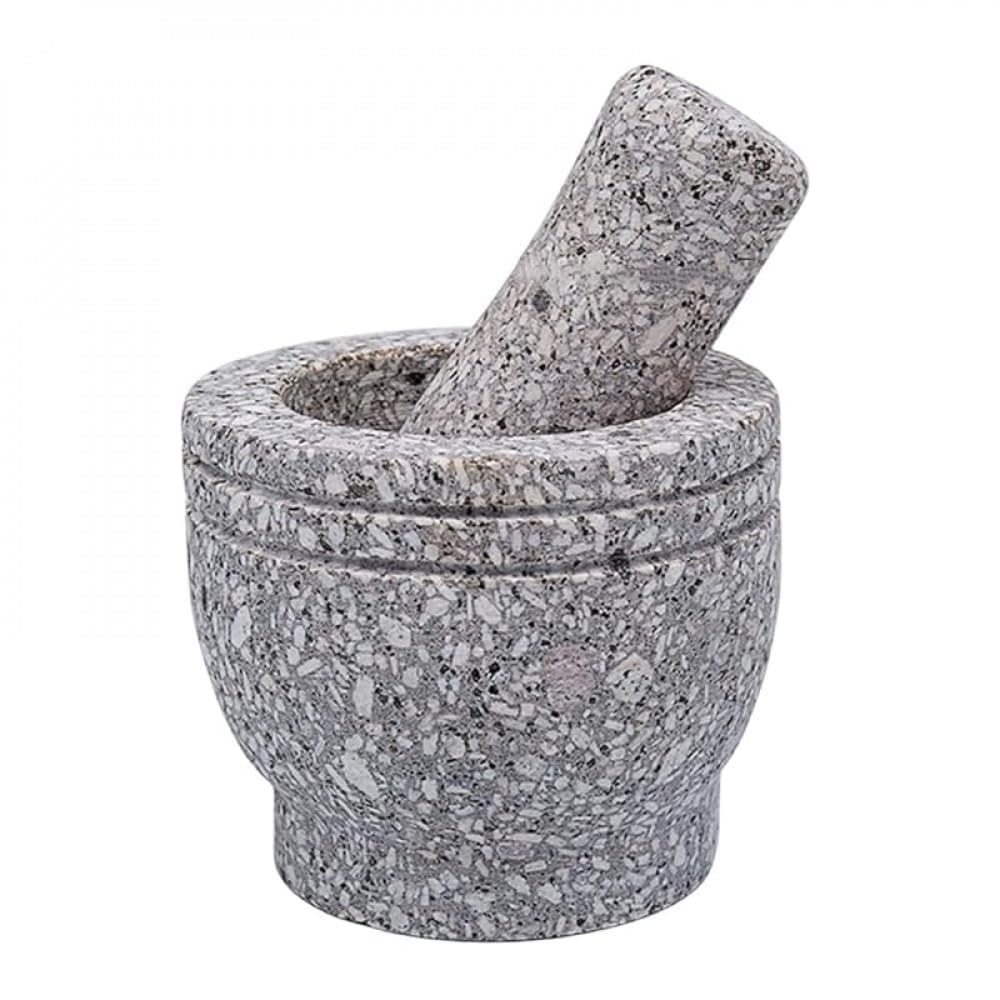 花崗岩すり鉢セット｜すりこぎ棒付き 大容量｜ガーリック・生姜・スパイス粉砕用｜健康安全 キッチン用品