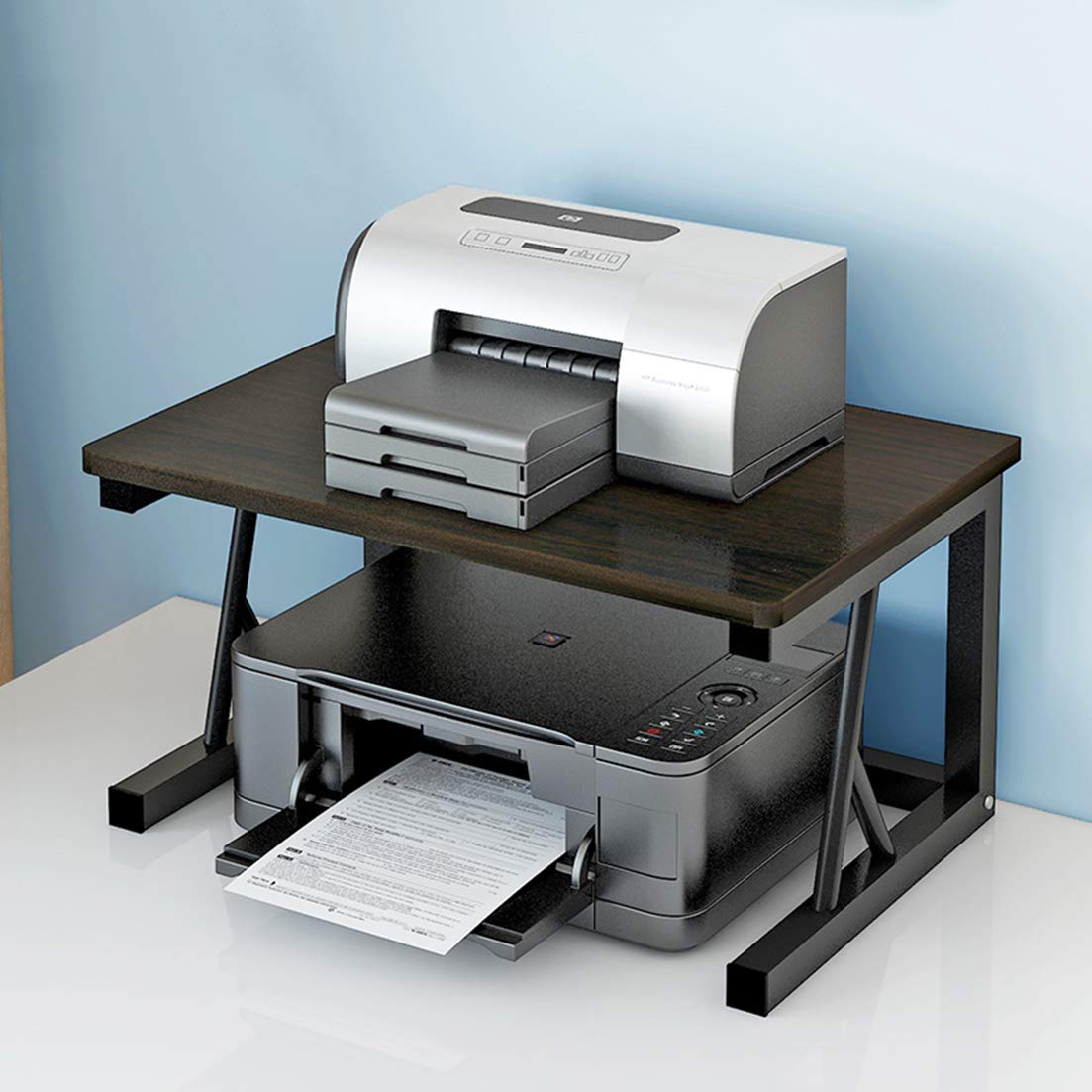 プリンター台 机上台 デスク プリンターラック組立品 卓上 木製 大容量 耐荷重35kg (C01)