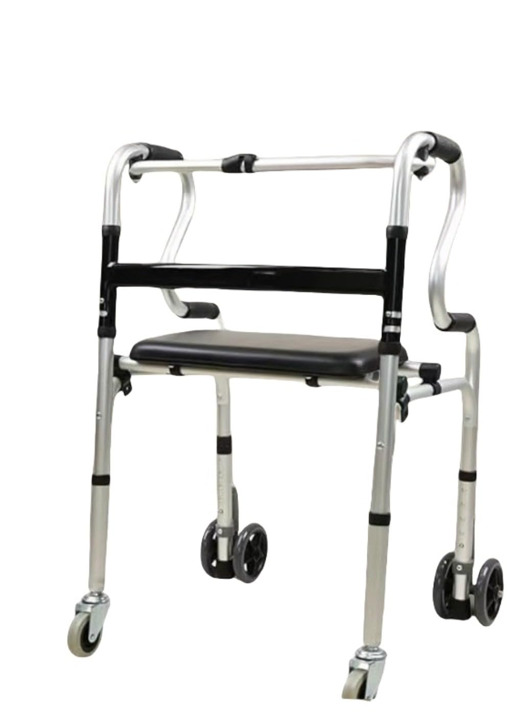 アルミ製 歩行補助器 高齢者用 四点杖 二輪ブレーキ付き 転倒防止 ・リハビリ・ケガ回復サポート 軽量..