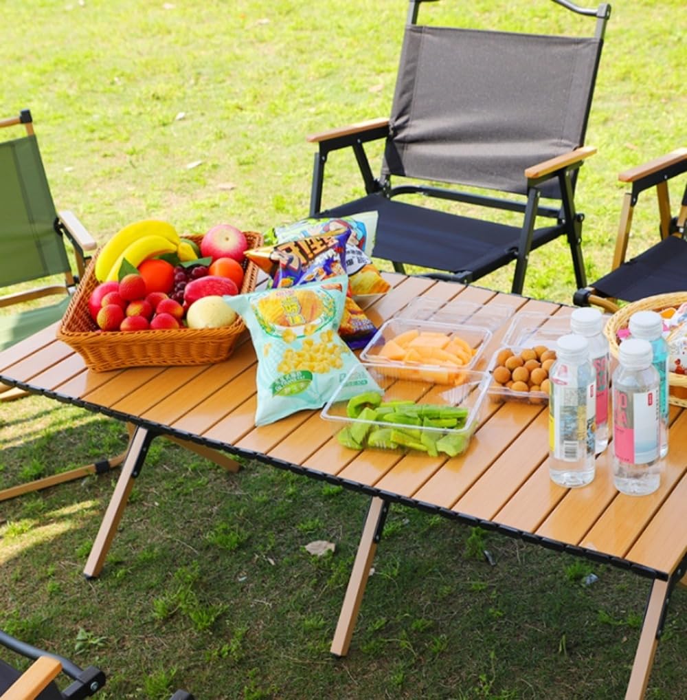 ウッドロールトップテーブルブナ天然木 コンパクト キャンプテーブル アウトドアテーブル 簡単組立 贈..