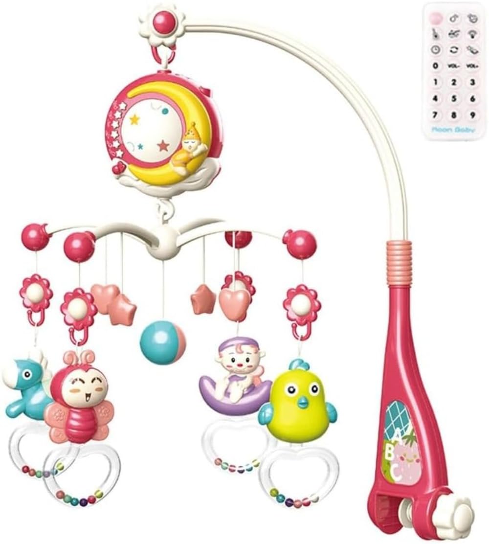 ベッドベル オルゴール 360度自動回転 多機能 音楽 投影 リモコン付き 子供用寝具 ベビー 新生児 ファ..