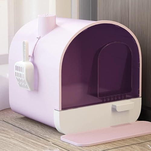 猫トイレスコップ付密閉式カバー付き猫トイレ 引き出し式消臭ネコのトイレ猫砂の飛び散り防止ニオイの..