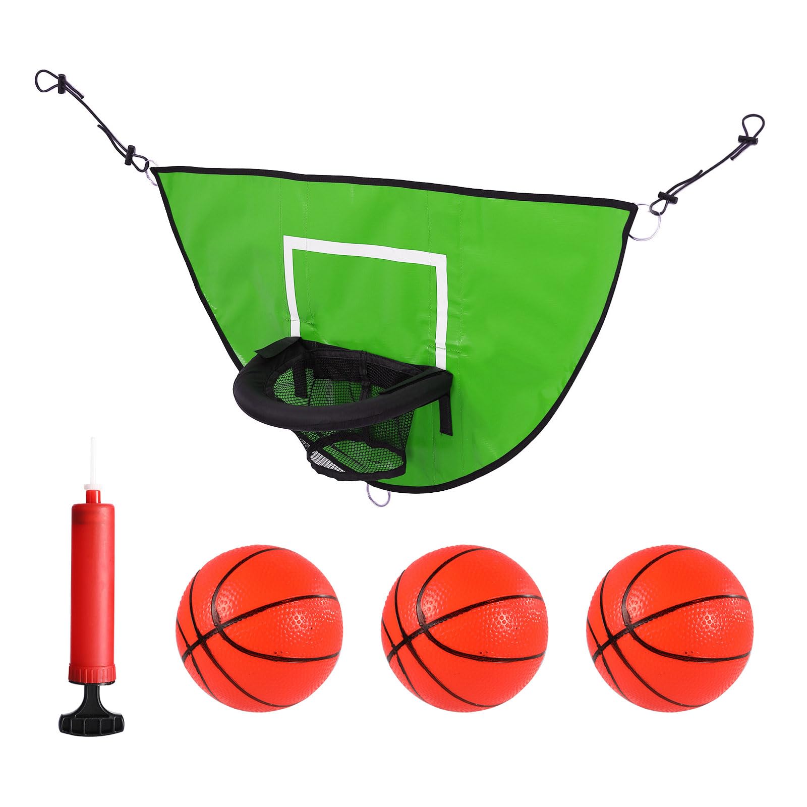 トランポリンバスケットボールセットブレイクアウェイリムセーフダンキングスモールボールポンプ屋内お..