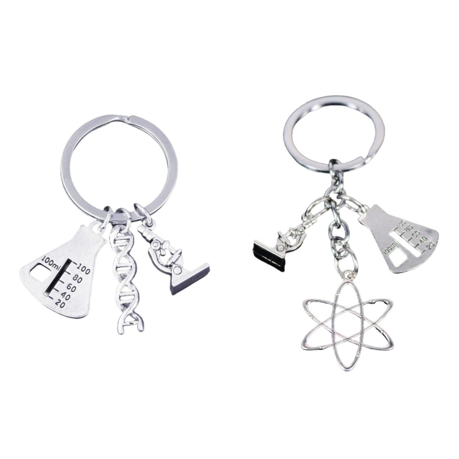 アーティストのフラスコと顕微鏡を備えた実用的な頑丈な合金キーチェーン科学愛好家向けファッションア..