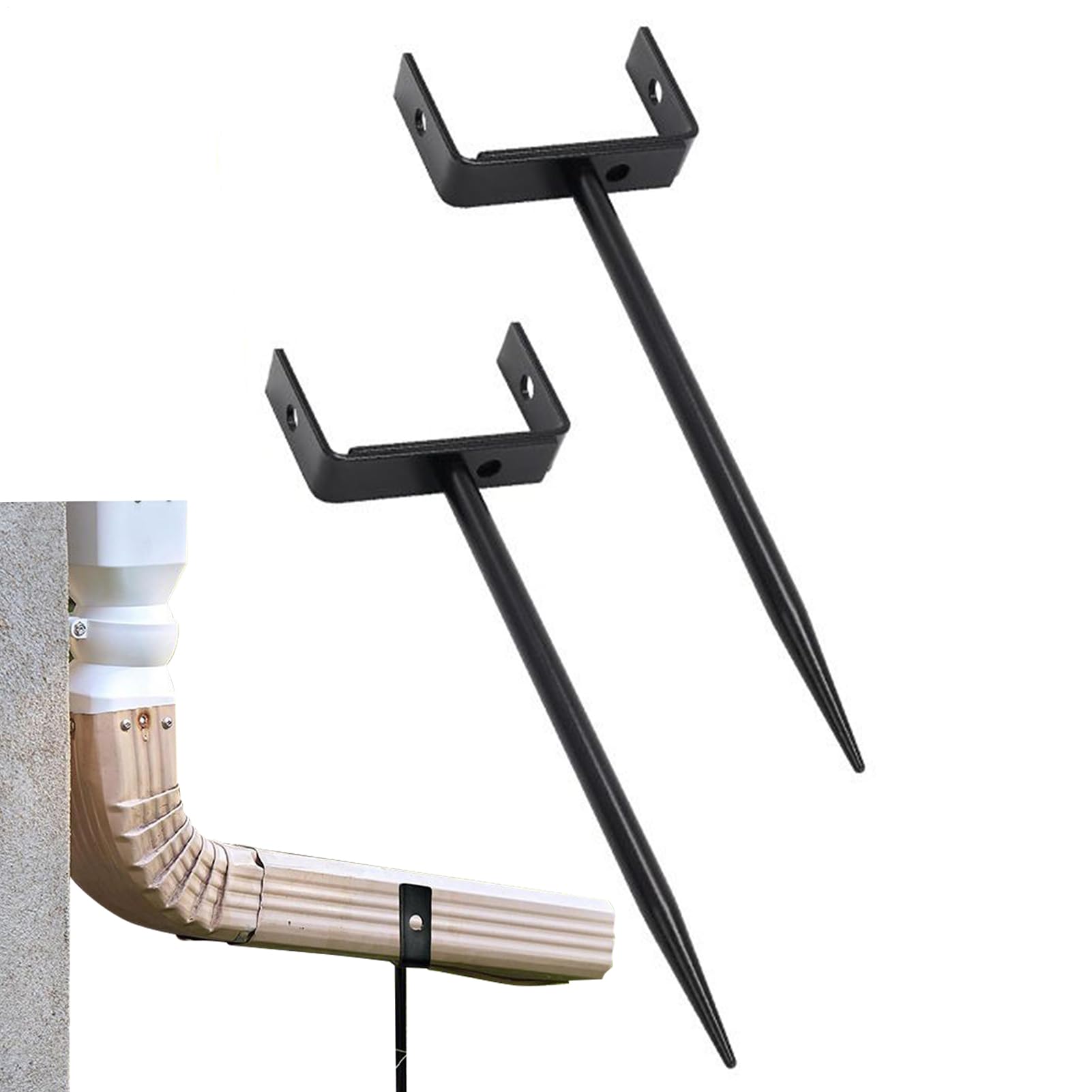 雨樋ホルダー - 2個 雨樋安定装置,調整可能な竪樋安定サポート 地面 屋根 物置 家庭用カーポート 屋外