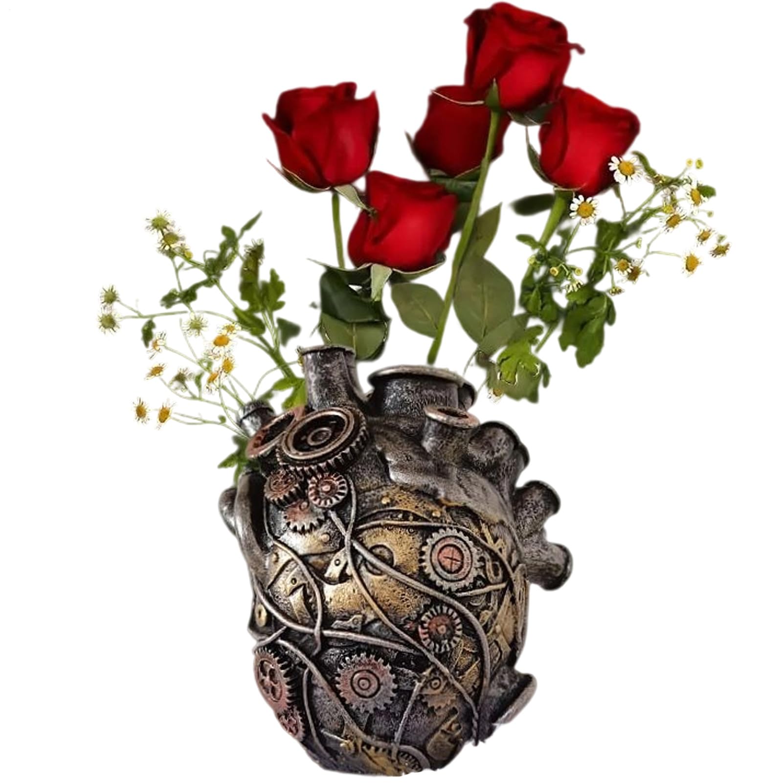 ハート花瓶 解剖学的デザイン,クールな花瓶 | 複数穴付き樹脂製モダンな解剖学的ハートデザインの観葉植物ポットセンターピース ホームデコレーション 母の日 ハロウィン ギフト