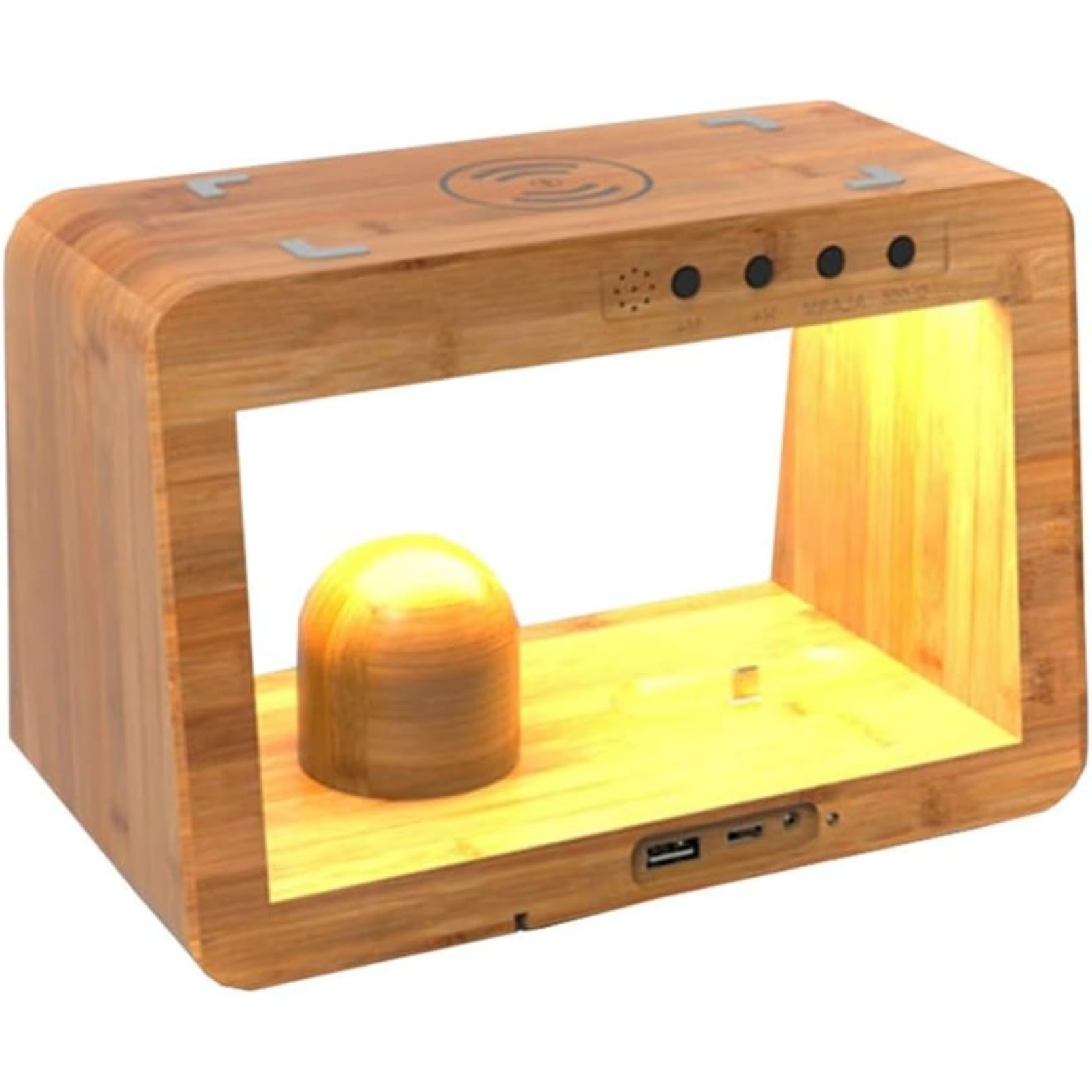 【】5in1 バンブーワイヤレス充電ステーション｜マルチデバイス同時 スタンド型｜LED 調光目覚まし時計 スヌーズ機能付き｜ベッドサイド・デスク用 ワイヤレス器｜ナチュラル竹材 おしゃれインテリア マルチファンクションスタンド