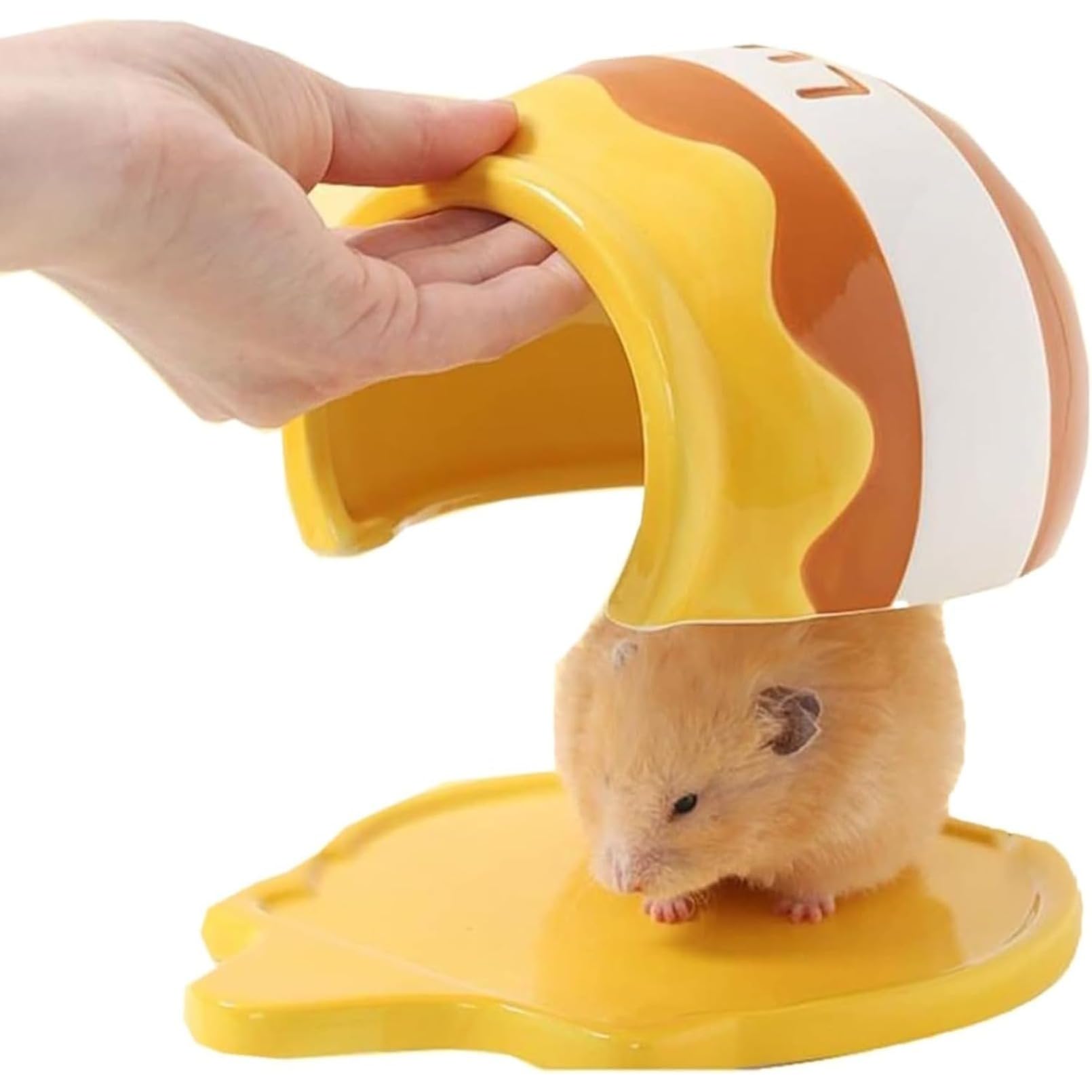 ハムスターハウス ひんやりハウス ミツバチ 夏 セラミック 涼しい 陶器 小動物用ハウス おへや 隠れ家 砂遊び トイレ 涼しい 寝床 日陰 日よけ 冷房対策 飼育ケージ内装 暑さ対策 ペット用品 洗える 飾り 噛み耐え (B)