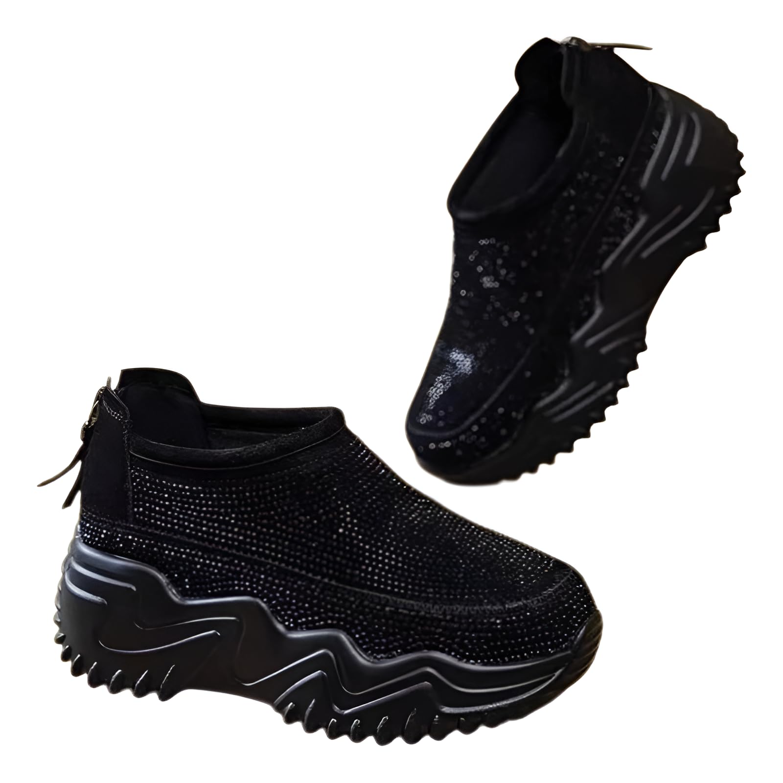 レディース厚底スリッポン 軽量ナースシューズ【エアクッション付き】 メッシュ通気性 ヒール4cm美脚設..