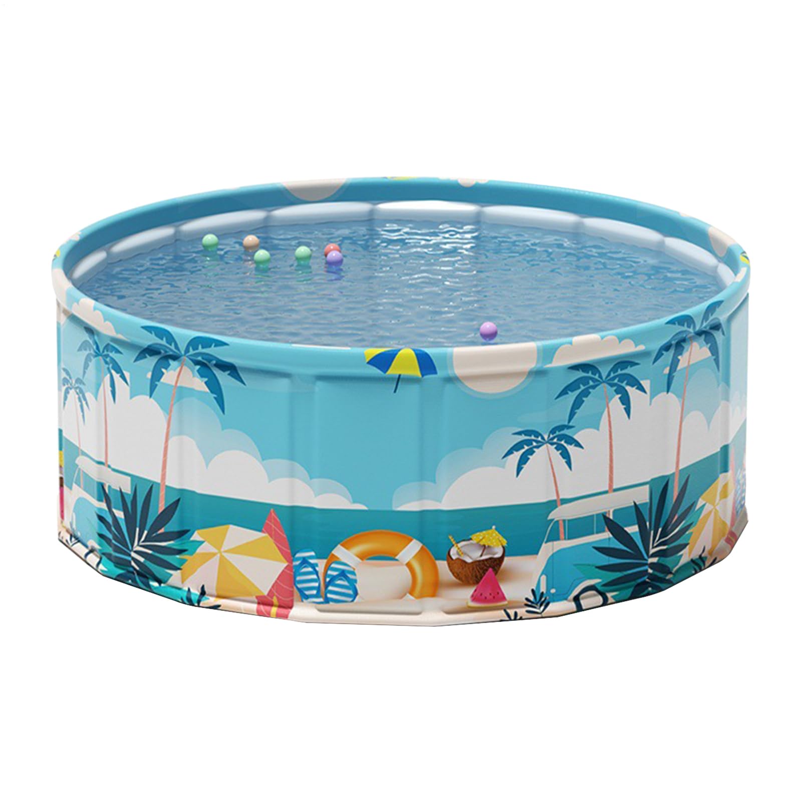 さかもとストアの折りたたみ可能なウェーディングプール - ポータブルペットプール、子供の屋外 |折りたたみ可能な ファミリーペット、芝生庭パティオ用のバスタブ、夏の楽しい裏庭のアクティビティ子犬の入浴幼児スプラッシュアウトドアプレイ｜アングル2
