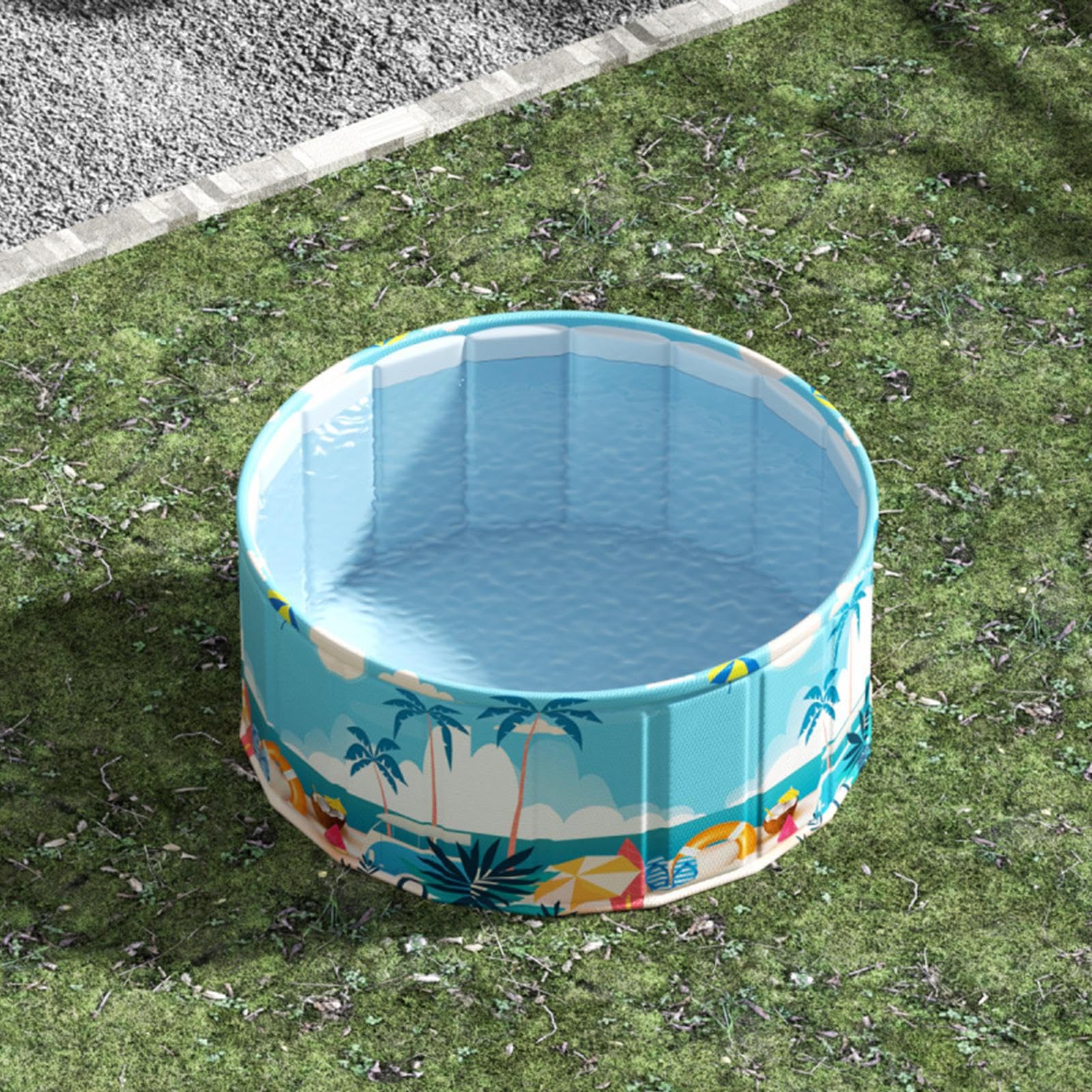 さかもとストアの折りたたみ可能なウェーディングプール - ポータブルペットプール、子供の屋外 |折りたたみ可能な ファミリーペット、芝生庭パティオ用のバスタブ、夏の楽しい裏庭のアクティビティ子犬の入浴幼児スプラッシュアウトドアプレイ｜アングル3