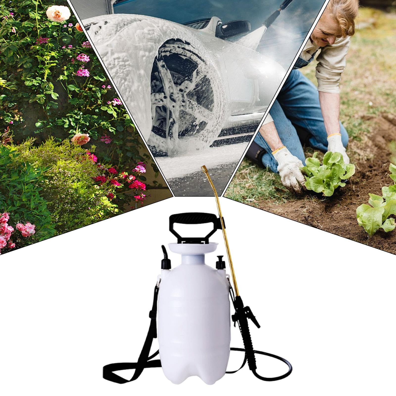 ショルダーストラップ付き植物ミスター - 手持ち式ガーデン圧力ボトル、調節可能なヘッド付きスプレー容器| 屋外植物用ポー均一なカバレッジをタブル多用途スプレー、芝生、庭の水管理、施肥ツール、灌漑供給(3)
