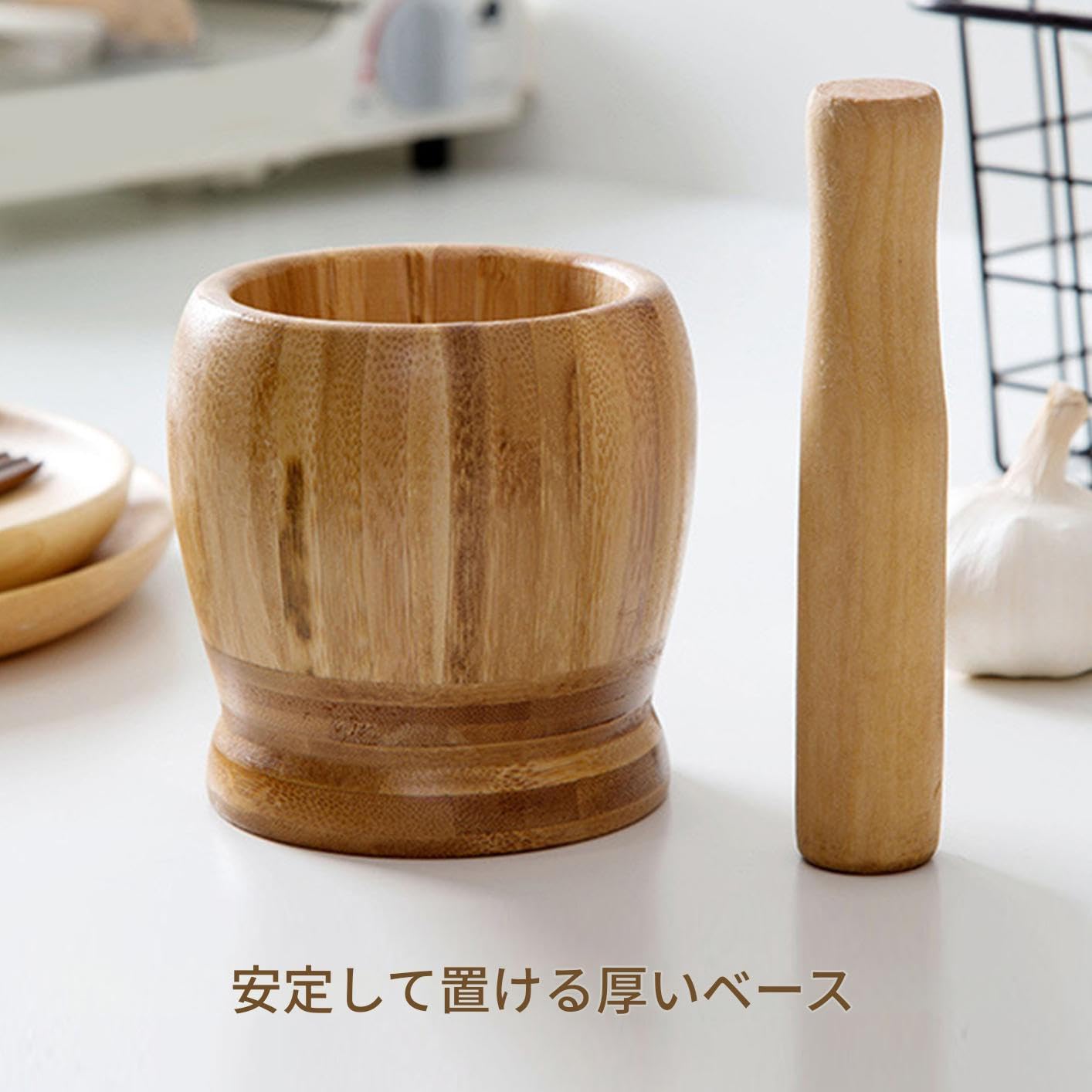 すりこぎ すり鉢 セット | 調味料 木製 粉砕器 - ごま クルミ 錠剤 ドライフルーツ用木製にんにくすりつぶし調理道具 家庭料理人 シェフ 料理愛好家向け