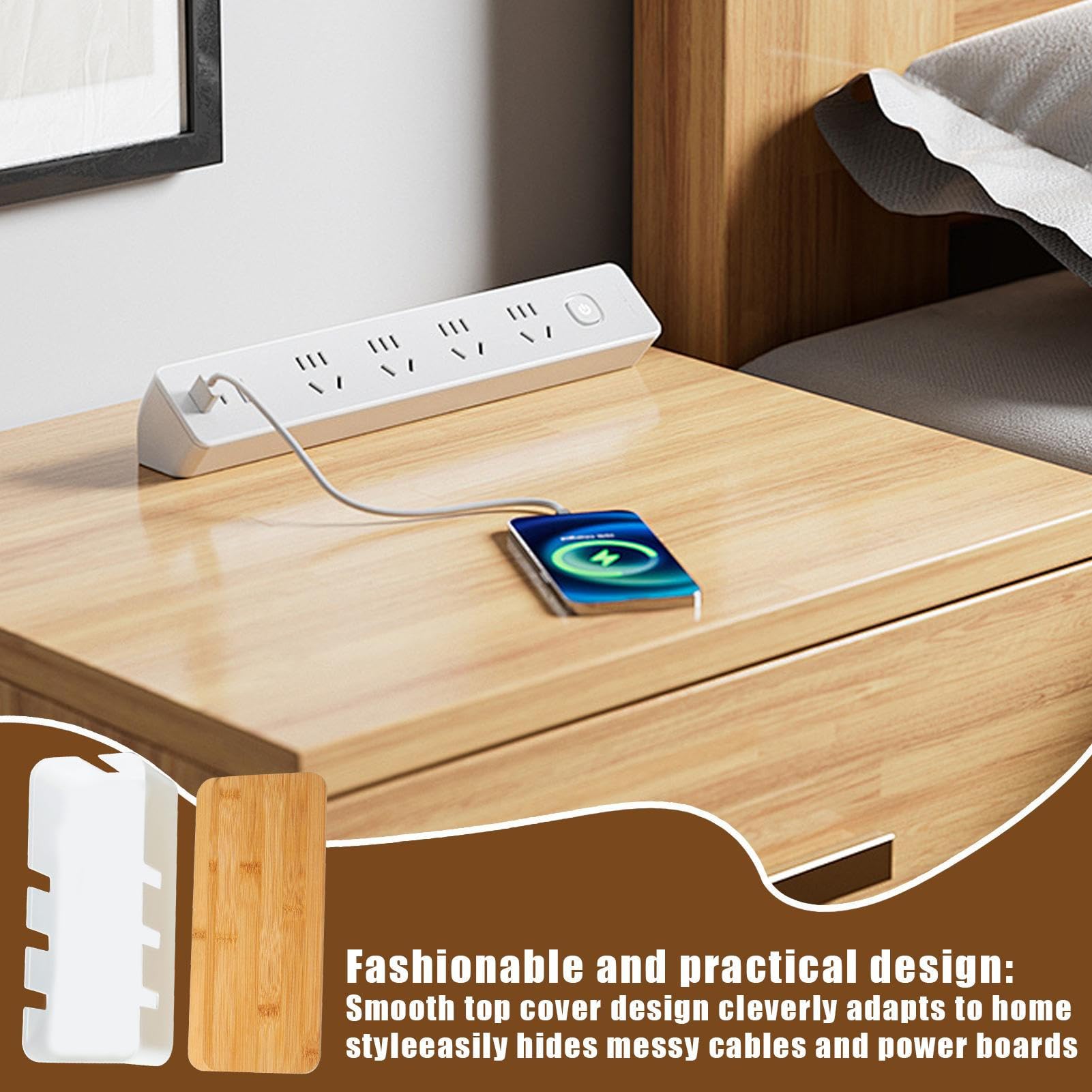 ケーブルボックスオーガナイザー | ワイヤーボックス - メディアセンターワークステーション用木製カバ..