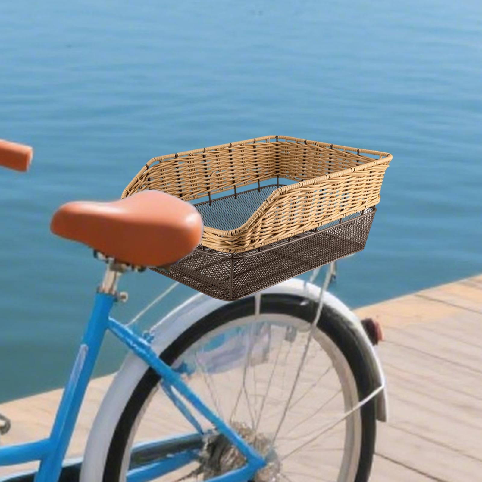 お手入れが簡単なバスケットテールバッグ、パニエキャリア、自転車用リアバスケット、食料品の買い物、..