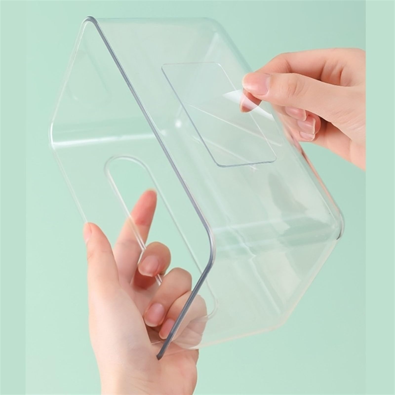 ティッシュボックスホルダー 透明アクリル壁掛けティッシュボックス粘着ナプキンホルダーペーパーディ..