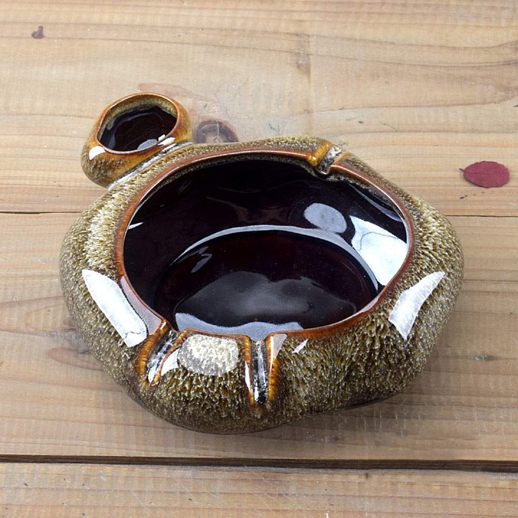 灰皿 小さな煙のトラフ付きカバー灰皿のない陶磁器の灰皿屋外の家のコーヒーテーブルのオフィスのデスクトップの装飾 装飾灰皿 (Size : C)