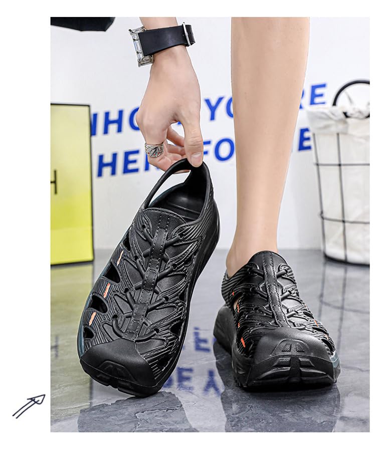 防滑サンダル 男性用 夏の外履きに適 超軽量「踏み心地革命」設計 通気孔で蒸れ防止 スポーツ/カジュアル両用 人工皮革使用【 付き】 洗えるビーチサンダル