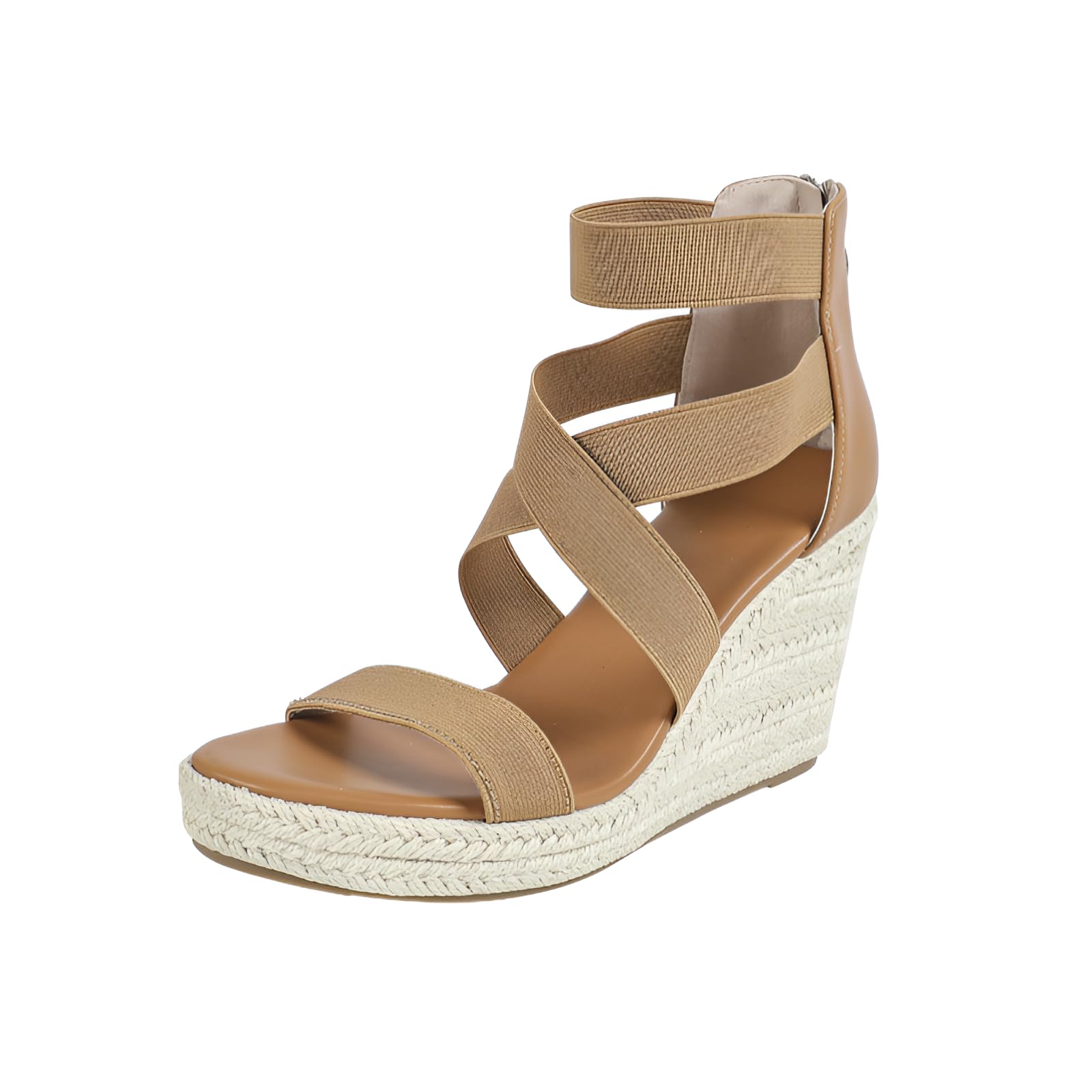 厚底安定 ウェッジヒール サンダル ワイドサイズ対応 夏 ジュート素材 ラウンドトゥ ストラップ留め 歩きやすい厚底で一日中快適 おしゃれな女性用 欧米風デザイン