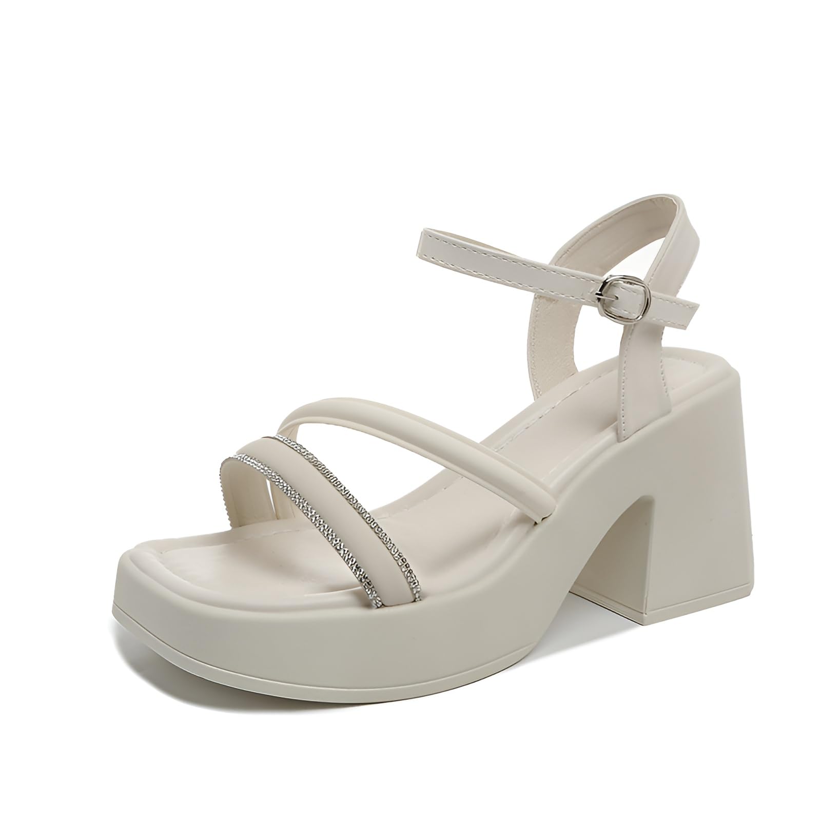 脚長効果 春先サンダル レディース厚底ミュール ワンストラップ【柔らかクッション】 通勤OK スカート/ジーンズ対応 レトロデザイン 歩きやすいヒール 春物 ブラウン系カラー