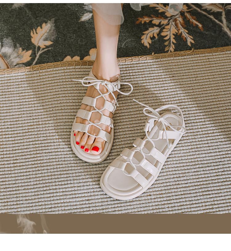 レトロサンダル レディース夏用厚底サンダル 超軽量PU素材 足型フィット設計 通勤/ショッ対応 トレンド 吸汗速乾インソール付き