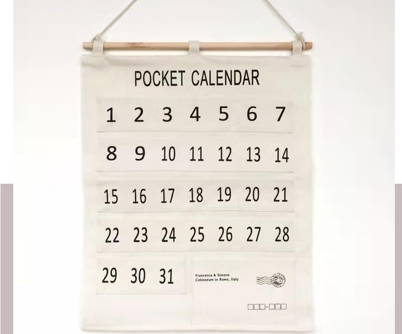 【使える】洗濯可能 綿麻 ポケット収納 壁掛け式日記管理 オフィス文房具/化粧品整理【防水加工】設置工具不要 整理整頓応援
