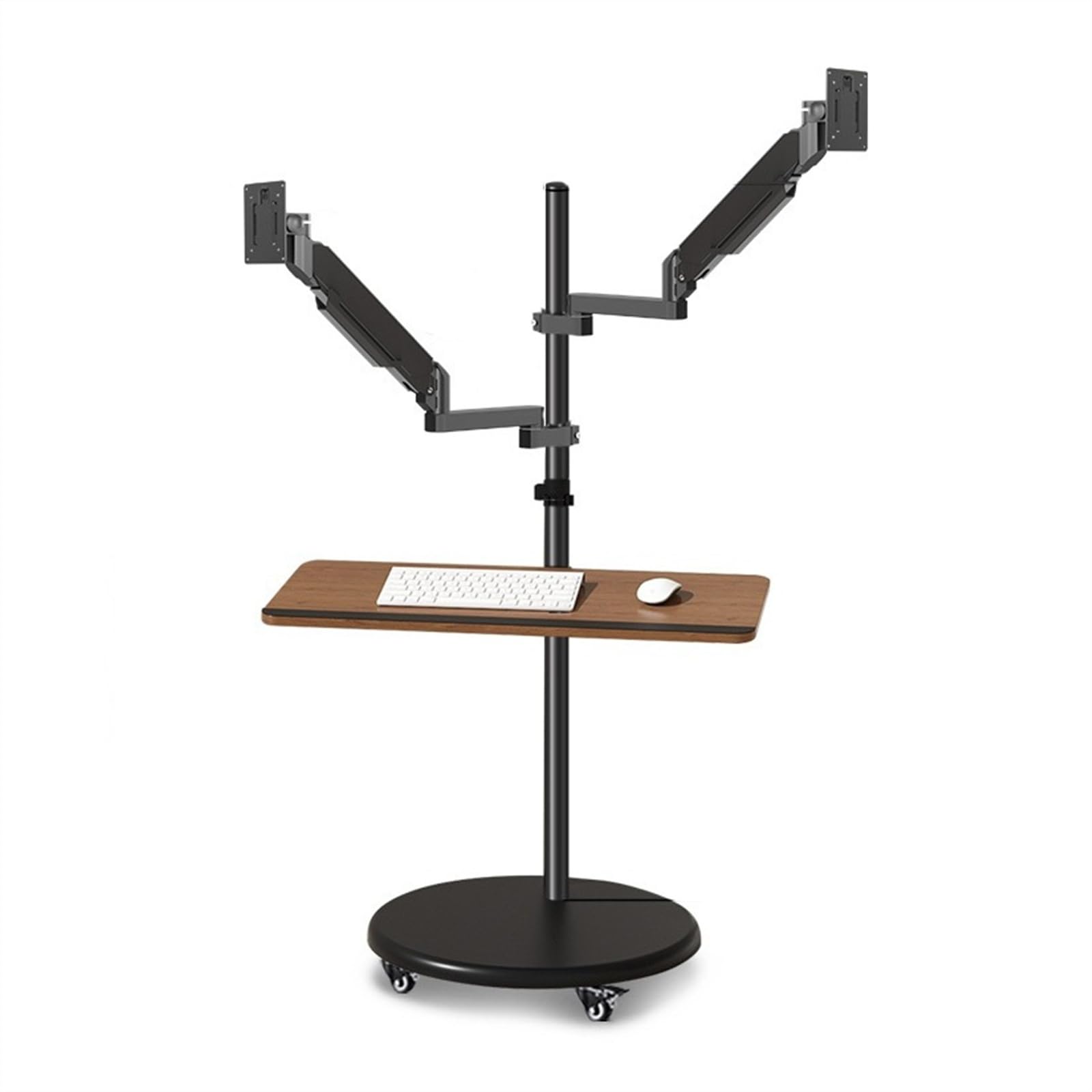 モニタースタンド デュアルモニターマウントスタンド キーボードトレイ付き、35.6 cm-109.2 cm マルチ..