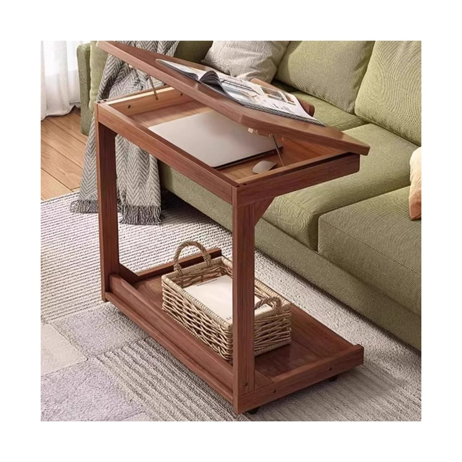 モバイルコンピュータデスク ポータブルベッドサイドテーブル ミニマリスト小型コンピュータテーブル 寝室 ホーム リビングルーム 折りたたみ式ソファ ベッドサイドテーブル コンピューターデスク キャスター付き