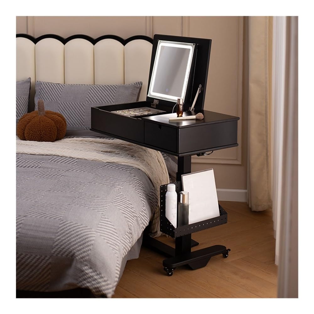 化粧台 レトロ ベッドサイド 化粧台 小型 可動式 化粧台 フリップメイクテーブル 無垢材 ミニドレッシ..